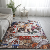 ins客厅地毯卧室满铺可爱卡通金钻绒网红少女家用床边毯房间