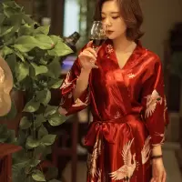 睡衣女春夏仿真丝性感睡袍女伴娘婚礼晨袍女长款浴袍女春秋