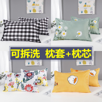枕头一只装男学生单人韩式可爱女生双人家用护颈椎一对枕芯带枕套