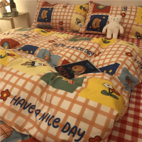 ins拼色小清新少女心三件套简约韩式公主风可爱1.5四件套床上用品