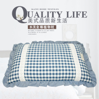 格子成人单人纯全荞麦皮小米壳学生硬枕头纯棉水洗布高枕芯一只装