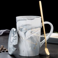 双子座-普通包装|北欧创意陶瓷杯子十二星座马克杯带盖勺情侣咖啡杯男女家用水杯