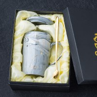 天秤座-礼盒包装|北欧创意陶瓷杯子十二星座马克杯带盖勺情侣咖啡杯男女家用水杯