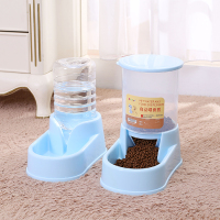 天蓝色升级版自动喂食喂水一体 自动落食补水|猫咪用品猫碗双碗自动饮水狗碗自动喂食器宠物用品猫盆食盆猫食盆