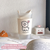 象牙白-爱心羊驼|ins风可爱绵羊磨砂玻璃杯少女网红咖啡牛奶早餐杯子水杯带勺J4