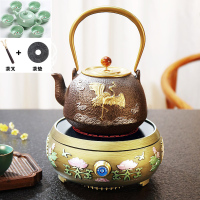 青铜色茶炉+仙鹤铁壶+9件套|电陶炉茶炉迷你电陶炉家用小茶炉烧水静音泡茶炉铁壶煮茶炉煮茶器K5