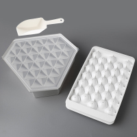 两件套[三角形冰块52格灰+冰球33格白]|冰格模具冰块盒冰格带盖创意制冰盒小号网红带盖冰格家用制冰模具