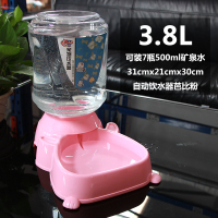 小熊饮水器芭比粉|猫自动喂食器二合一猫咪狗水碗投食饮水机喝水盆用品宠物狗食物盆Y0