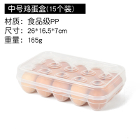 中号鸡蛋盒(15格)|鸡蛋盒冰箱保鲜收纳盒家用冷藏鸡蛋托架塑料防震鸡蛋多层带盖I4