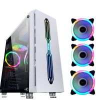 黑金9白色(3个风扇)|机箱电脑台式机atx大板背部走线rgb灯光usb3.0上置电源电脑主机箱V2