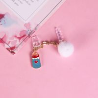 蓝色牛奶瓶连体 接口|手机防尘塞type-c数据口可爱少女心挂件F2