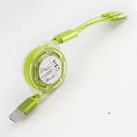青草绿-伸缩版-1.5米|伸缩充电器数据线一拖三合一安卓type-c手机充电线多功能头K8
