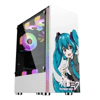 铠甲白色[初音蓝版] 送装机工具螺丝刀|铠甲电脑机箱台式玻璃全侧透宽体游戏水冷atx大板机箱背线M4