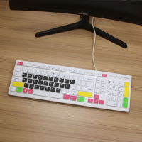 五彩黑款|台式一体机键盘膜电脑保护贴膜凹凸防尘套硅胶防水彩色卡通膜W8