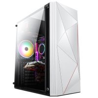 凌影白色(豪华版) 机箱+2个15灯风扇|积至 凌影电脑机箱台式全侧透游戏水冷atx大板背线机箱P9