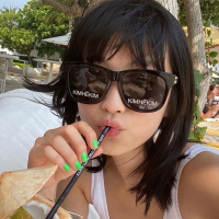 网红墨镜女kim抖音小红书同款拍照韩版潮ins字母镜片个性太阳眼镜E4