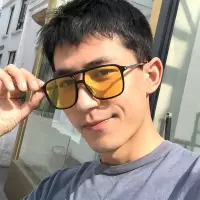 夜间开车偏光黄色夜视镜韩版潮男士时尚方框墨镜防紫外线太阳镜女R5