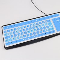 台式机蓝熊【买2送1】|型台式机电脑键盘保护膜 104键双飞燕雷柏透明凹凸按键机械垫子防尘罩套可爱贴纸全覆盖B9