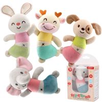 婴儿手摇铃0-1岁毛绒布艺响铃新生儿幼儿抓握安抚玩具动物造型