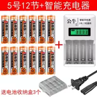 南电池孚公牛液晶智能充电器套装5号7号可充电电池ktv话筒麦克风|5号12节+智能充电器【送电池盒】
