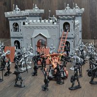 ő中世纪城堡古代士兵人军事打仗小人拼装火柴人模型套装儿童玩具|单盒城堡兵人+人马+人车