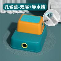 儿童垫脚凳宝宝踩脚凳子小板凳脚踏凳洗手台阶洗脸脚踩凳防滑站凳|[孔雀蓝-双层]+导水槽
