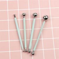 面塑软陶泥超轻粘土工具亚克力透明U型压泥板搓泥板压板木底座|青绿色4支装丸棒1套