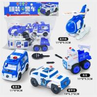 儿童玩具惯性车玩具车组合套装汽车飞机搭配多玩法多样|大号拆装警车4件套