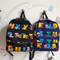 纯棉帆布儿童书包卡通字母小学生书包男简约百搭双肩包休闲旅行