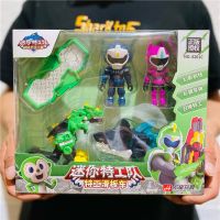 迷你特工队超级恐力量机甲人偶战队变形套装机器人男孩玩具|幻龙提莱克斯+怒鲨战甲礼盒套装