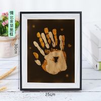 手足印七夕纪念礼品新婚男女生家人生日礼物情侣彩色手印相框diy|黑框[送3金+3银颜料+刷子]