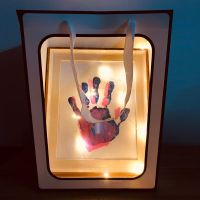 手足印七夕纪念礼品新婚男女生家人生日礼物情侣彩色手印相框diy|情侣原木框+颜料+刷子+礼袋+彩灯