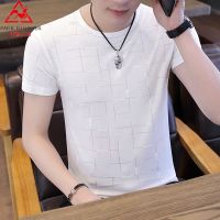[芭黎公鸡]男士短袖冰丝T恤夏季纯色T恤男士圆领T恤上衣半袖男