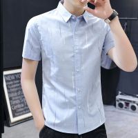 夏季新款男士短袖衬衫韩版潮流帅气寸衫潮牌衣服男装商务修身衬衣