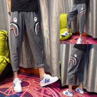 夏季薄款精神小伙鲨鱼小脚牛仔裤男韩版潮流学生束脚