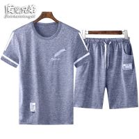 套装/T恤夏季休闲套装男士短袖短裤套装中年运动服套装爸爸衣服男