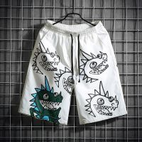 男士短裤夏季休闲五分裤男宽松大码潮流卡通印花沙滩裤运动马裤