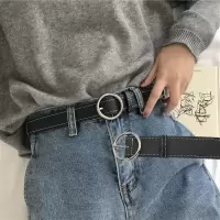 [免费加孔]皮带女士黑色简约百搭腰带韩版学生装饰牛仔裤带ins