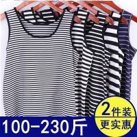 女士纯棉黑白条无袖宽肩薄背心宽松中老年妈妈打底内衣汗衫老人夏