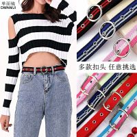 帆布腰带女士皮带青年学生ins风潮流个性韩版简约百搭圆环扣裤带