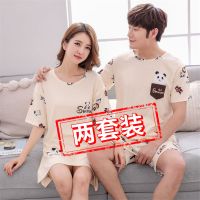 《两套价》睡衣夫妻情侣女裙学生短袖男士两件套卡通家居服