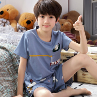 夏季青少年男装睡衣短袖纯棉胖大童11-14-16岁初中学生家居服套装