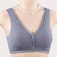 妈妈内衣中老年纯棉文胸背心式前扣无钢圈聚拢老码全棉胸罩女