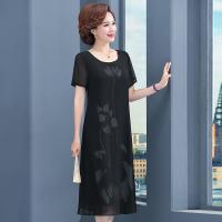 妈妈装2020新款夏装连衣裙40岁50阔太太高贵裙子遮肚短袖洋气时尚