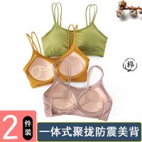 性感美背裹胸一体胸垫抹胸学生棉质吊带背心小胸聚拢无钢圈内衣女