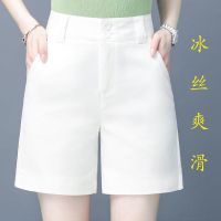 白色短裤女夏宽松2020新款高腰直筒西装短裤中裤显瘦阔腿四分裤薄