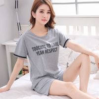 睡衣女夏季短袖短裤可爱棉质韩版清新宽松性感甜美女士家居服套装