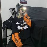 2019秋季新款ins韩版原宿bf风宽松假两件女学生情侣装长袖T恤上衣