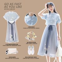 2020夏季新款汉服改良刺绣连衣裙女中国风学生温柔风日常可穿裙子