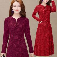 2020春季新款妈妈装裙子加长款喜庆婚礼高贵大码中老年女装连衣裙